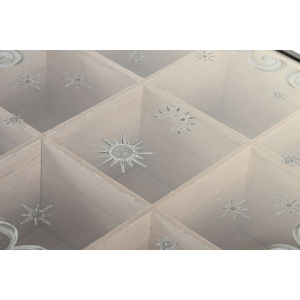 Teebox DKD Home Decor Blau Weiß Schwarz natürlich Metall Kristall Holz MDF 24 x 24 x 6,5 cm (2 Stück)