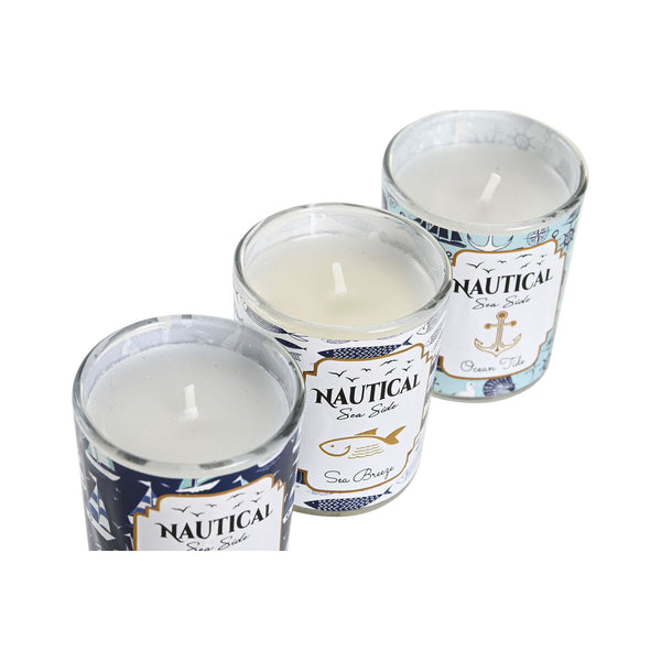 Kerze DKD Home Decor Blau Wachs Kristall 17 x 5 x 6 cm (3 Stück)