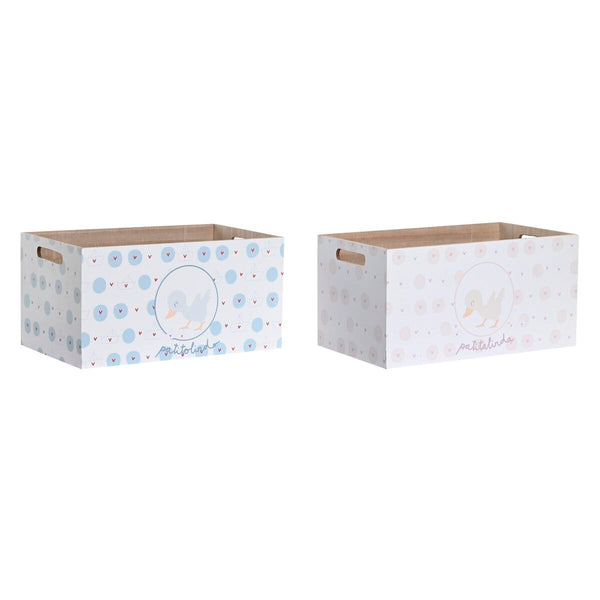 Aufbewahrungsbox DKD Home Decor Blau Rosa Holz MDF 36 x 21 x 18 cm (2 Stück)