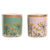 Gefäß DKD Home Decor 11,5 x 11,5 x 12 cm blumig Rosa grün Bambus Steingut Shabby Chic (2 Stück)