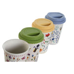 Tasse mit Deckel DKD Home Decor Bunt Blomster 400 ml (4 Stück)
