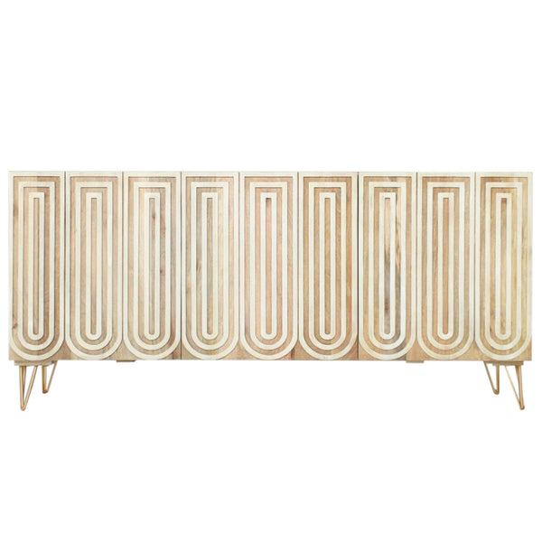 Anrichte DKD Home Decor 160 x 38 x 75 cm Gold Holz Weiß Hellbraun