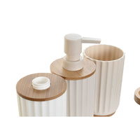 Badezimmer Set DKD Home Decor Weiß Beige Bambus polystyrol 16 x 9 x 18 cm 3 Stücke (2 Stück)