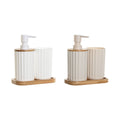 Badezimmer Set DKD Home Decor Weiß Beige Bambus polystyrol 16 x 9 x 18 cm 3 Stücke (2 Stück)