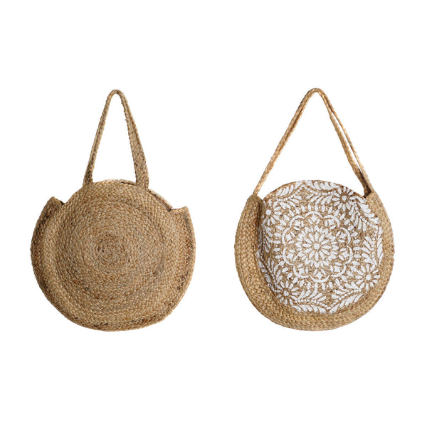 Damen Handtasche DKD Home Decor Schwarz Beige natürlich 36 x 12 x 36 cm (2 Stück)