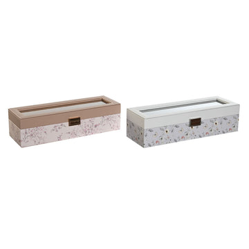 Uhrenbox DKD Home Decor Blau Hellrosa Kristall 33 x 11 x 9 cm (2 Stück)