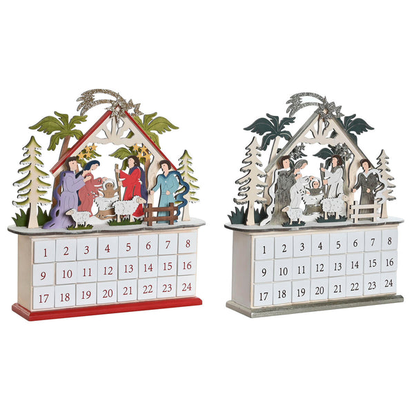 Adventskalender DKD Home Decor Holz 34 x 8,5 x 36,5 cm (2 Stück)