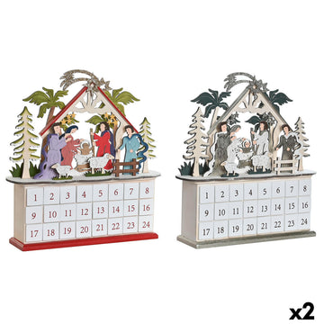 Adventskalender DKD Home Decor Holz 34 x 8,5 x 36,5 cm (2 Stück)