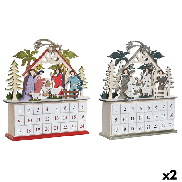 Adventskalender DKD Home Decor Holz 34 x 8,5 x 36,5 cm (2 Stück)