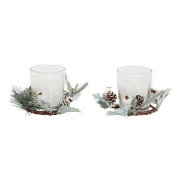 Kerzen-Set DKD Home Decor Weiß Weihnachten 10 x 10 x 7 cm 19 x 10.5 x 7 cm (2 Stück)