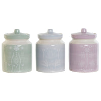 Gefäß DKD Home Decor Blau grün Lila Dolomite 12 x 12 x 16 cm (3 Stück)