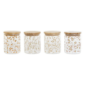 Gefäß DKD Home Decor Bambus Borosilikatglas Shabby Chic 700 ml 10 x 10 x 12,5 cm (4 Stück)