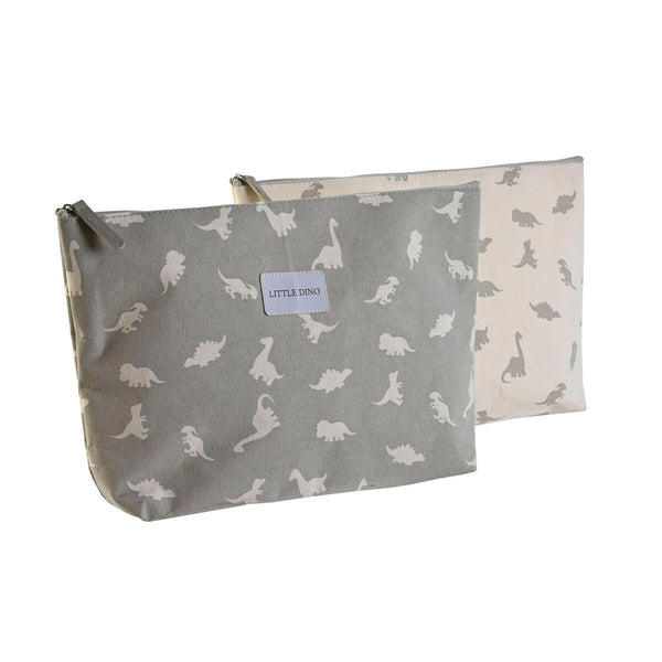 Reise-Toilettentasche DKD Home Decor Weiß Grau Baumwolle 33 x 8 x 21 cm (2 Stück)