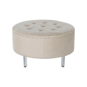 Hocker DKD Home Decor Beige Silberfarben Polyester Holz MDF 80 x 80 x 43 cm