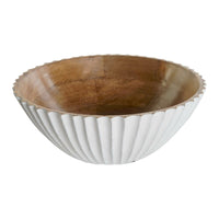 Salatschüssel DKD Home Decor Weiß natürlich Mango-Holz 30 x 30 x 12 cm