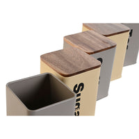 Gefäß Home ESPRIT Beige Grau Dunkelbraun Metall Bambus 10 x 10 x 14,5 cm (6 Stück)