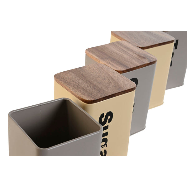 Gefäß Home ESPRIT Beige Grau Dunkelbraun Metall Bambus 10 x 10 x 14,5 cm (6 Stück)