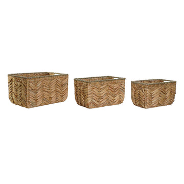 Korb-Set Home ESPRIT natürlich Seegras Naturfaser Boho 44,5 x 32,5 x 27,5 cm 3 Stücke