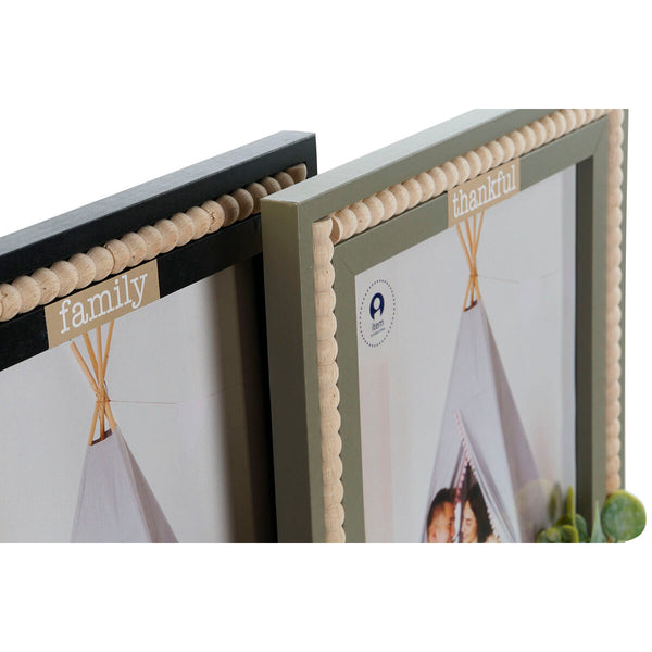 Fotorahmen Home ESPRIT Schwarz grün natürlich Kristall Holz MDF Skandinavisch 26,5 x 2 x 31,5 cm (2 Stück)