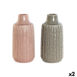 Vase Home ESPRIT Grau Rosa Porzellan 15 x 15 x 31 cm (2 Stück)