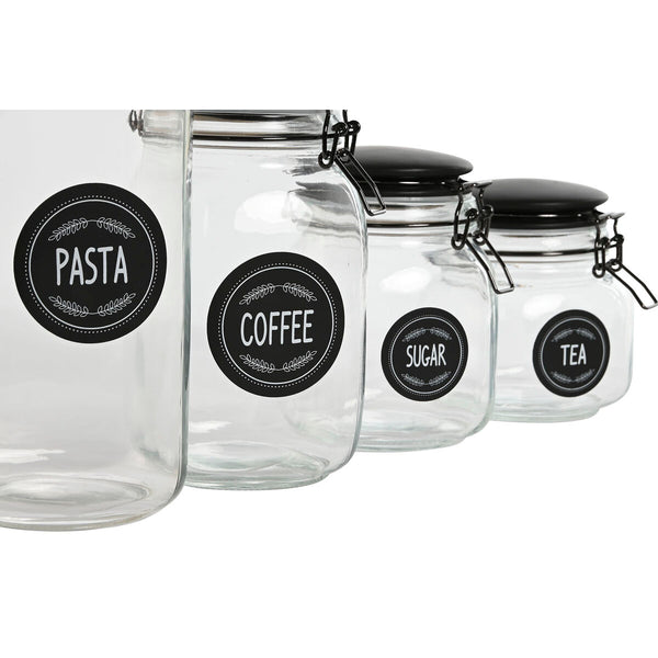 Set mit 4 Kanistern Home ESPRIT Schwarz Metall Kristall 2 L 11,4 x 11,4 x 26,7 cm