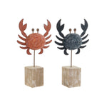 Deko-Figur Home ESPRIT Blau Rot natürlich Krabbe 17,5 x 6 x 29 cm (2 Stück)
