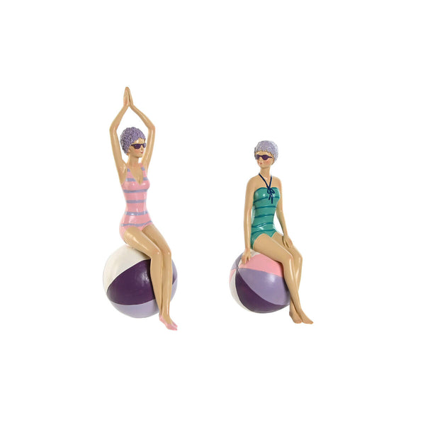 Deko-Figur Home ESPRIT türkis Lila Mediterraner 12,5 x 9 x 26,5 cm (2 Stück)