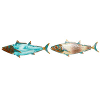 Wanddekoration Home ESPRIT Blau Bunt Gold Fisch Mediterraner 70 x 4,5 x 25,5 cm (2 Stück)