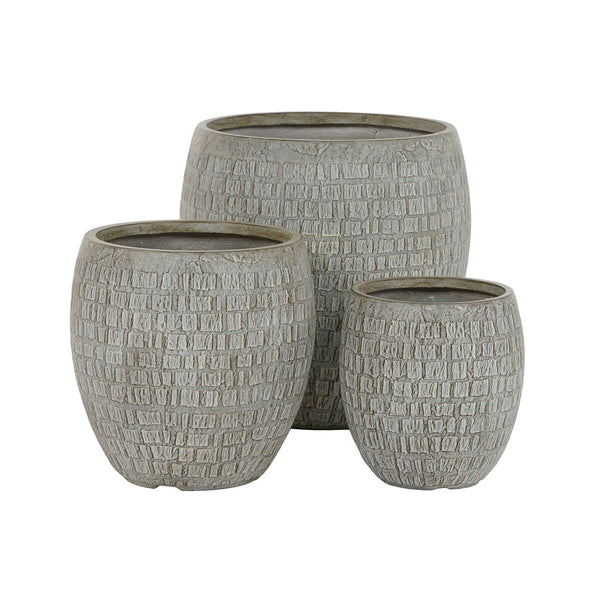 Satz Blumentöpfe Home ESPRIT Grau Fiberglas Magnesium 55 x 55 x 55,5 cm (3 Stück)