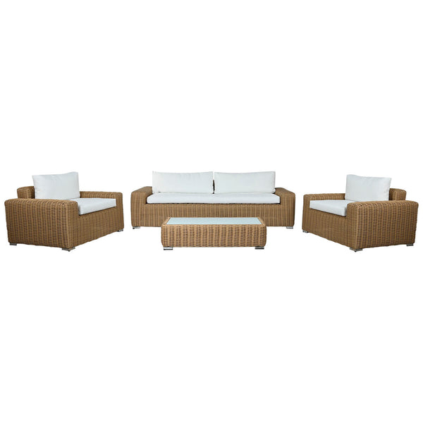 Gartenmöbel Home ESPRIT Weiß Braun Beige Hellbraun 248 x 85 x 80 cm 222 x 85 x 80 cm (4 Stücke)