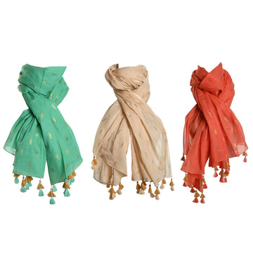 Halstuch Home ESPRIT grün Beige Koralle (3 Stück)