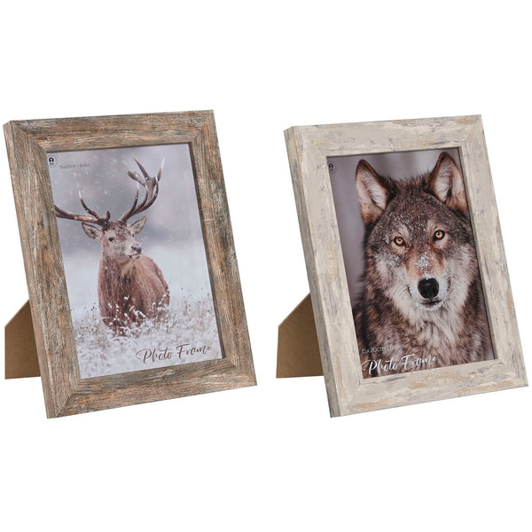 Fotorahmen Home ESPRIT Weiß natürlich Kristall polystyrol Skandinavisch 19,5 x 2 x 24,5 cm (2 Stück)