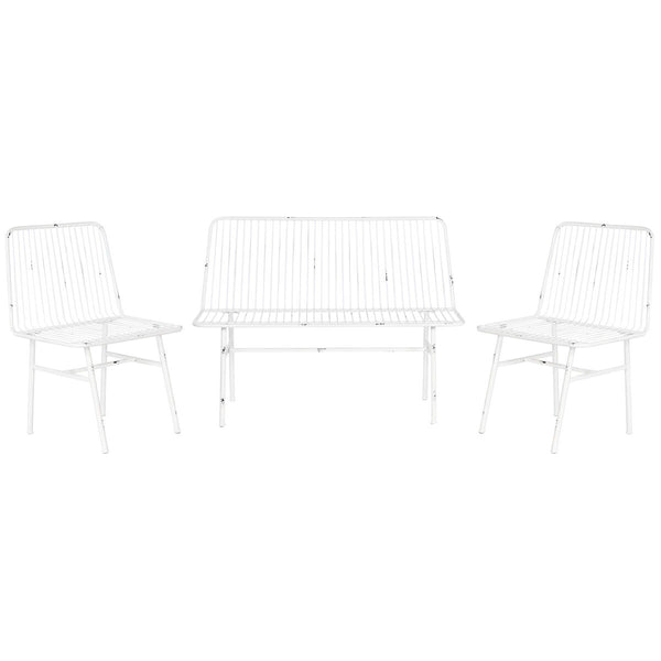 Tisch mit 3 Sesseln Home ESPRIT Weiß Metall 115 x 53 x 83 cm