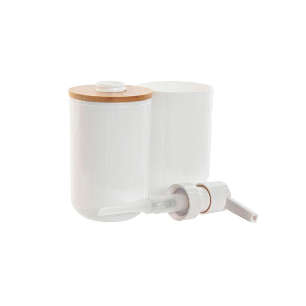 Badezimmer Set Home ESPRIT Weiß natürlich Bambus polystyrol 7 x 7 x 16 cm
