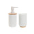 Badezimmer Set Home ESPRIT Weiß natürlich Bambus polystyrol 7 x 7 x 16 cm