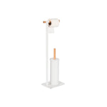 Toilettenpapierrollenhalterung Home ESPRIT Weiß natürlich Metall Bambus 22 x 16 x 68 cm