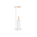 Toilettenpapierrollenhalterung Home ESPRIT Weiß natürlich Metall Bambus 22 x 16 x 68 cm