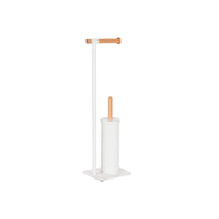 Toilettenpapierrollenhalterung Home ESPRIT Weiß natürlich Metall Bambus 22 x 16 x 68 cm