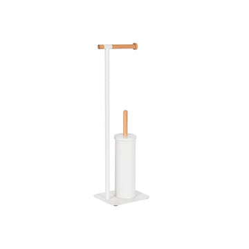 Toilettenpapierrollenhalterung Home ESPRIT Weiß natürlich Metall Bambus 22 x 16 x 68 cm
