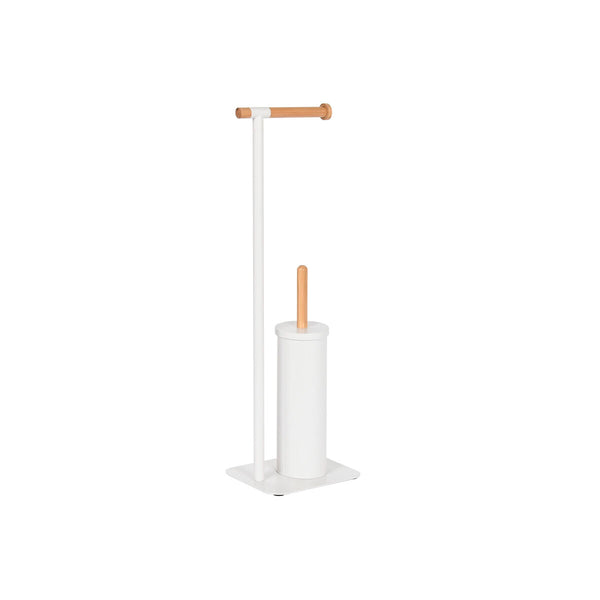 Toilettenpapierrollenhalterung Home ESPRIT Weiß natürlich Metall Bambus 22 x 16 x 68 cm