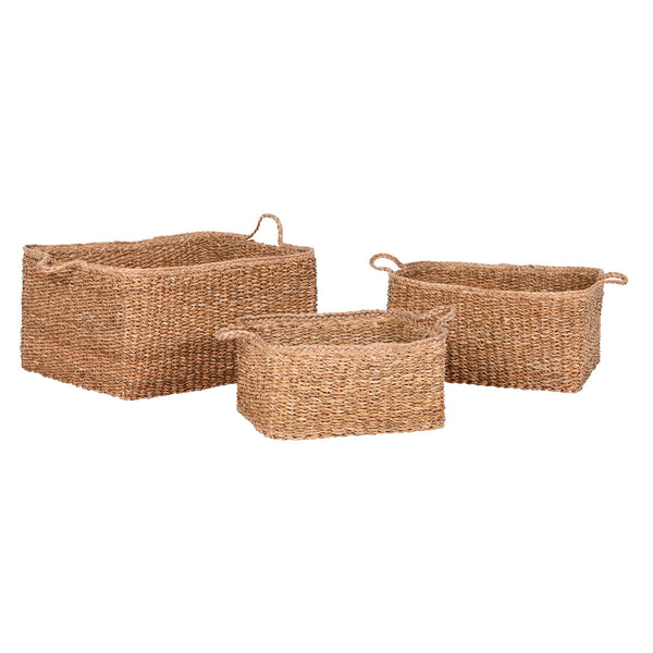Korb-Set Home ESPRIT natürlich Naturfaser Boho 50 x 40 x 30 cm 3 Stücke