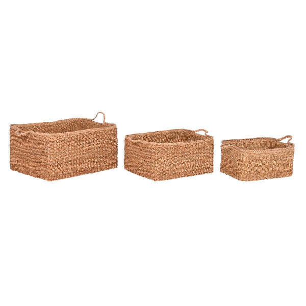 Korb-Set Home ESPRIT natürlich Naturfaser Boho 50 x 40 x 30 cm 3 Stücke