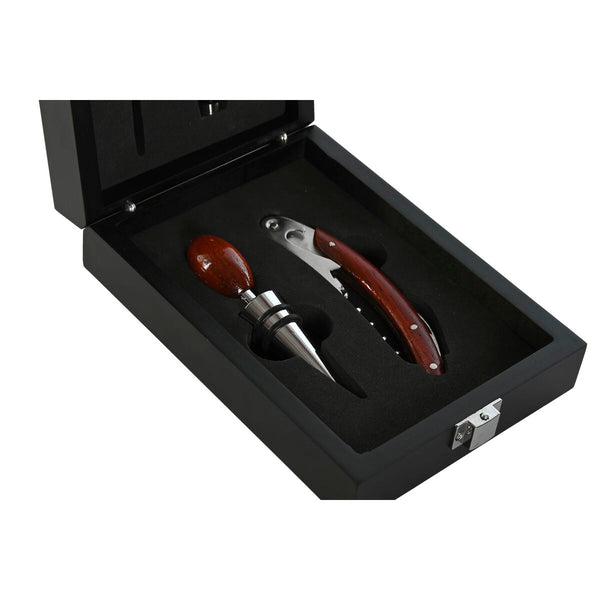 Weinzubehör-Set Home ESPRIT Schwarz Holz MDF 12 x 17 x 6 cm