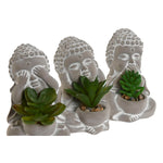 Dekorationspflanze Home ESPRIT Polyäthylen Zement Buddha Orientalisch 8,5 x 7 x 11 cm (3 Stück)