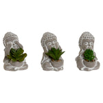 Dekorationspflanze Home ESPRIT Polyäthylen Zement Buddha Orientalisch 8,5 x 7 x 11 cm (3 Stück)