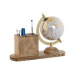 Terraqueo-Globus Home ESPRIT Weiß Braun PVC Mango-Holz 24 x 8 x 19 cm