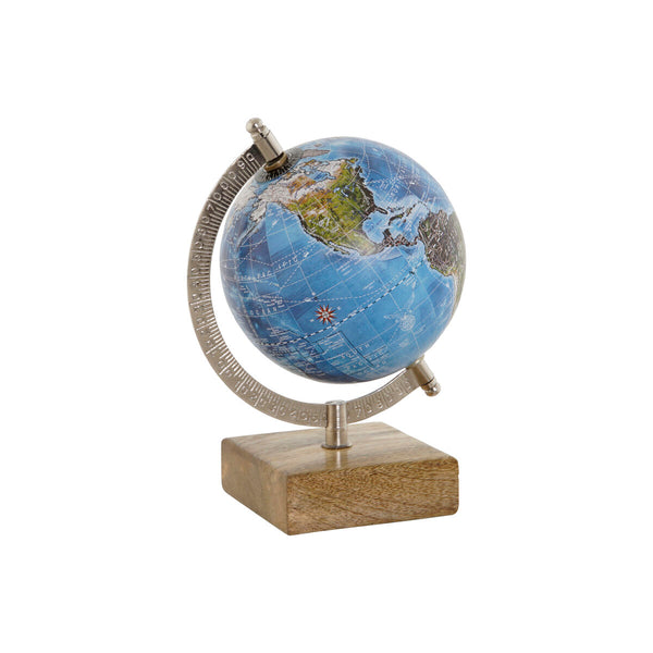 Terraqueo-Globus Home ESPRIT Blau Braun PVC Mango-Holz 14 x 12 x 20 cm