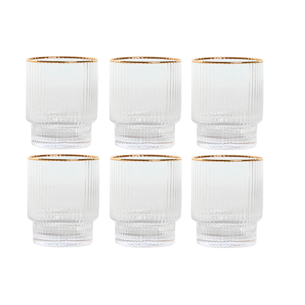 Gläserset Home ESPRIT Durchsichtig Gold Kristall 320 ml (6 Stück)