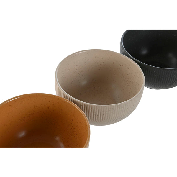 Schüssel Home ESPRIT Beige Grau Senf Terrakotta Steingut Scandi 480 ml 14 x 14 x 7,5 cm (4 Stück)