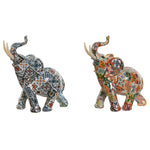 Deko-Figur Home ESPRIT Bunt Elefant Mediterraner 16 x 7 x 17 cm (2 Stück)